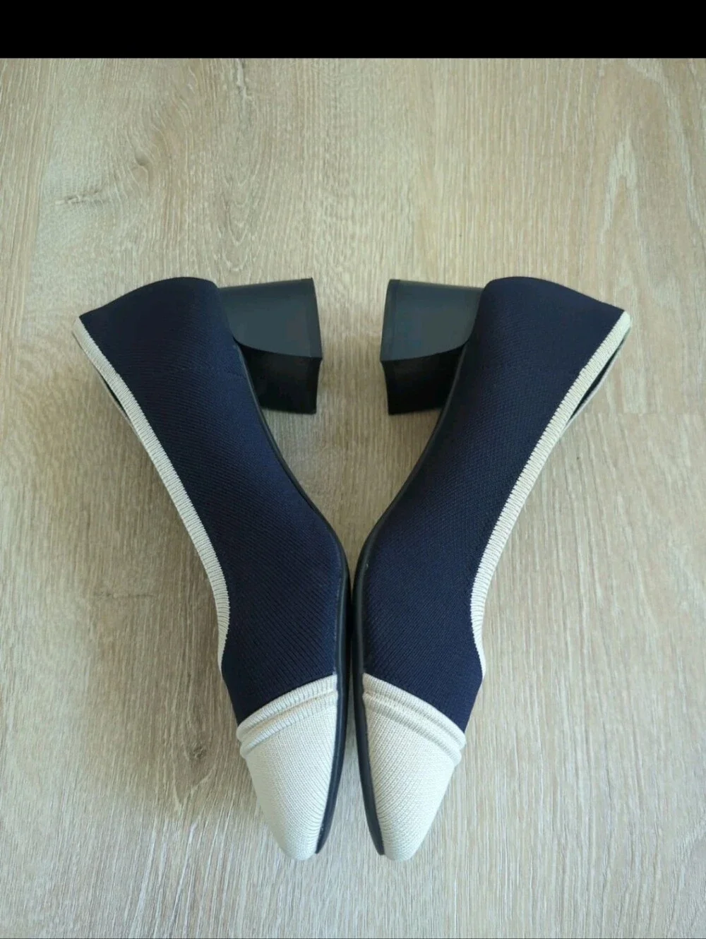 VIVAIA Julie Pro Almond-Toe Chunky Block Heels Size EU 39.5  Navy Blue